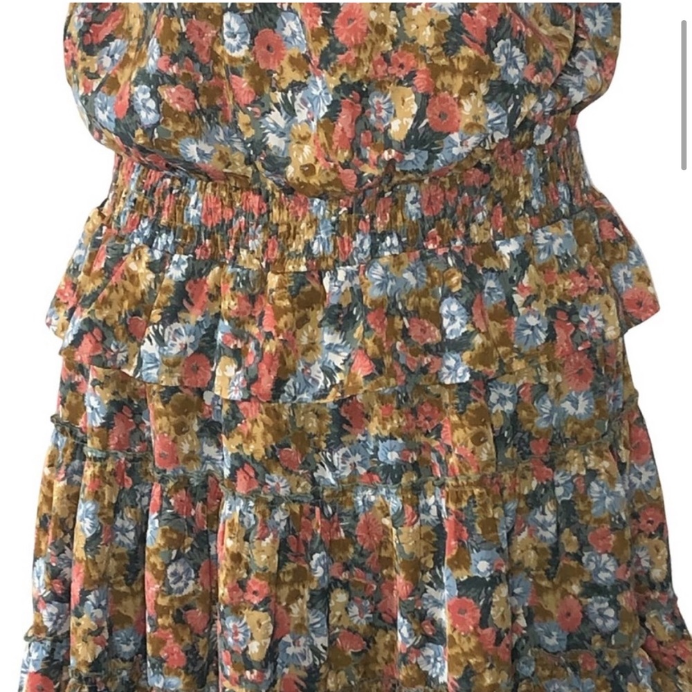 Anthropologie Entro Boho Floral Print Tiered Mini Dress size Large - Picture 3 of 12